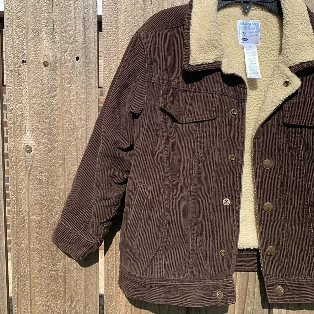 Take 50% OFF-Old Navy BoyBrown and Cream Jean Jacket with Sherpa Lining, Size-5T